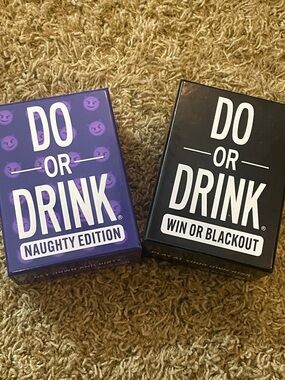 Do or Drink Party Card Game - Naughty Edition (Purple) & Win or Blackout (Black)